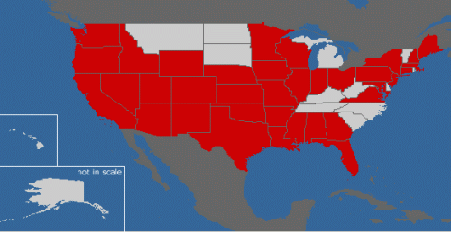 Visited States as of July 2005